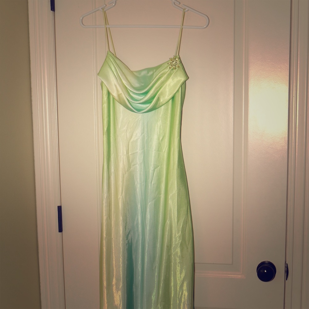 Green floor-length formal dress