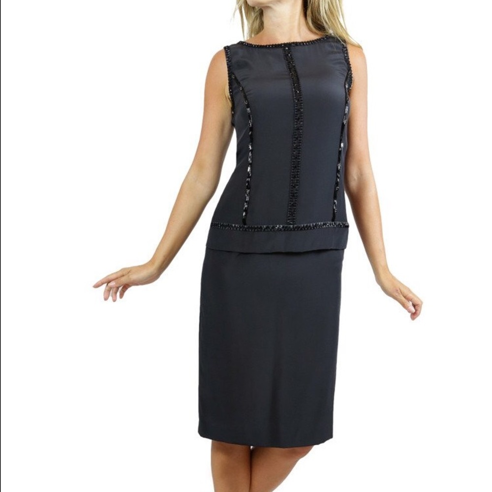 Magascioni black silk sequins cocktail dress. A