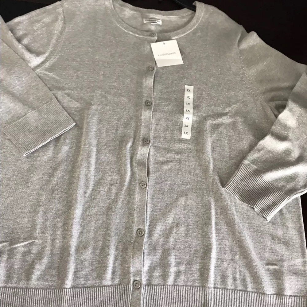 Women Plus Size 3X sparkle Silver Grey Cardigan