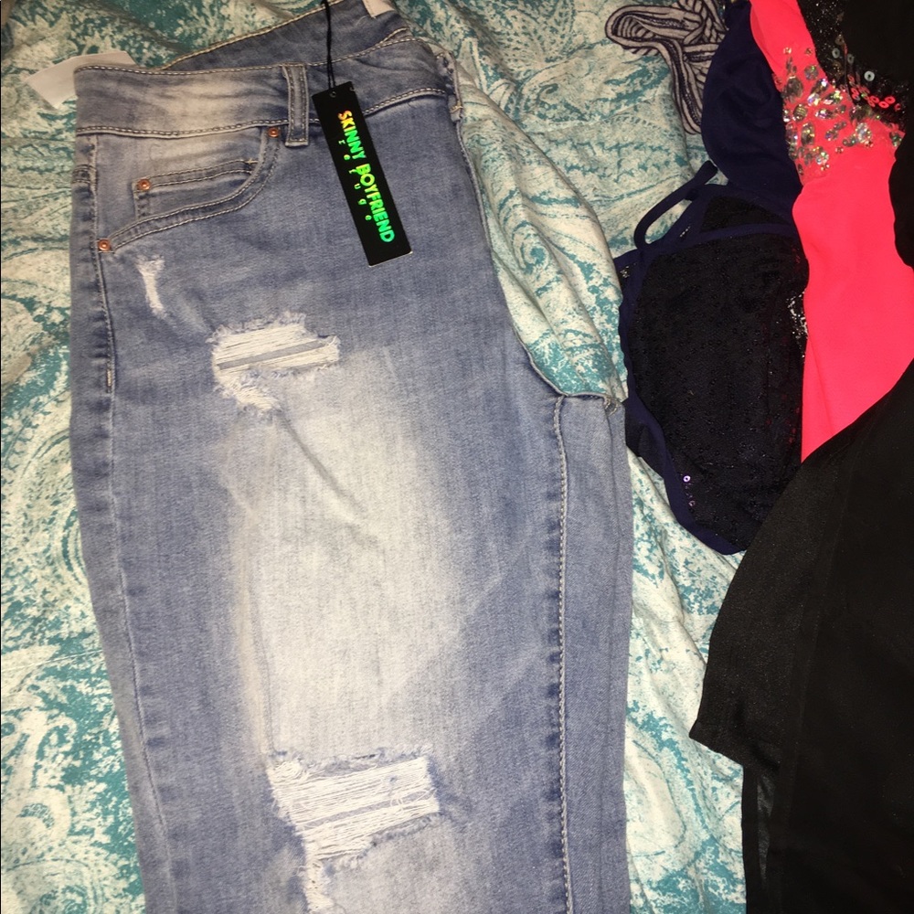 Distressed Light Blue Jeans