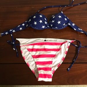 Like New Adore Me Flag Bikini, S