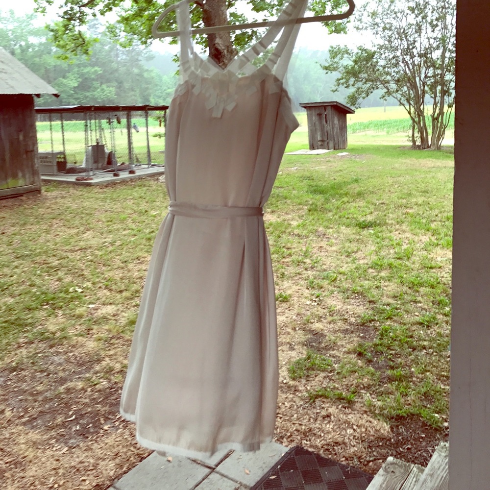 Only worn ONCE. Champagne silk dress. Size small.