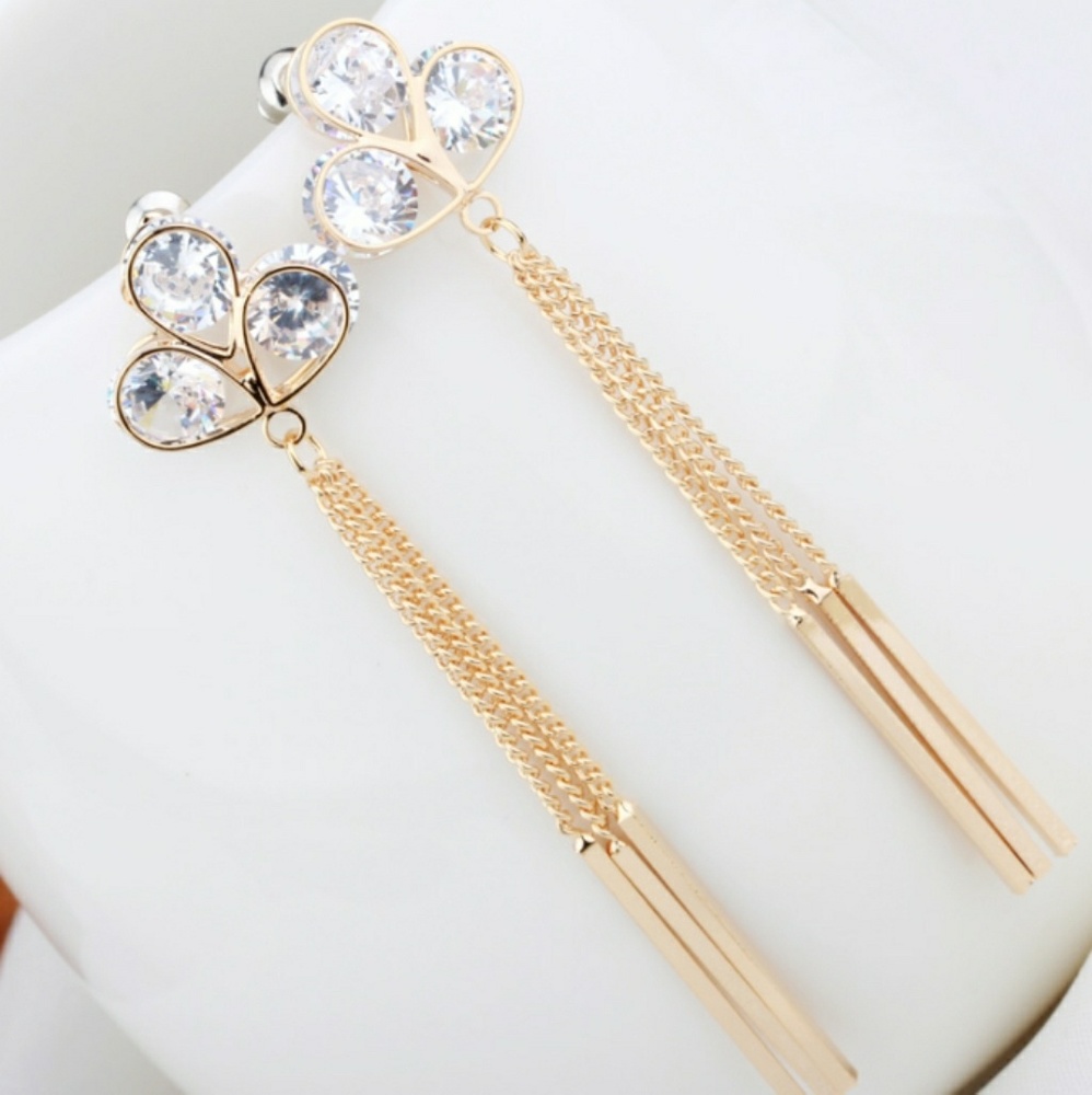 Shamrock Crystal Clover Dangling Earrings