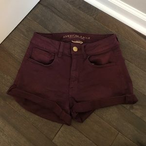 burgundy american eagle shorts