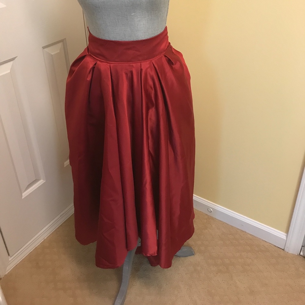 High Low Red Skirt with Bow- Size M