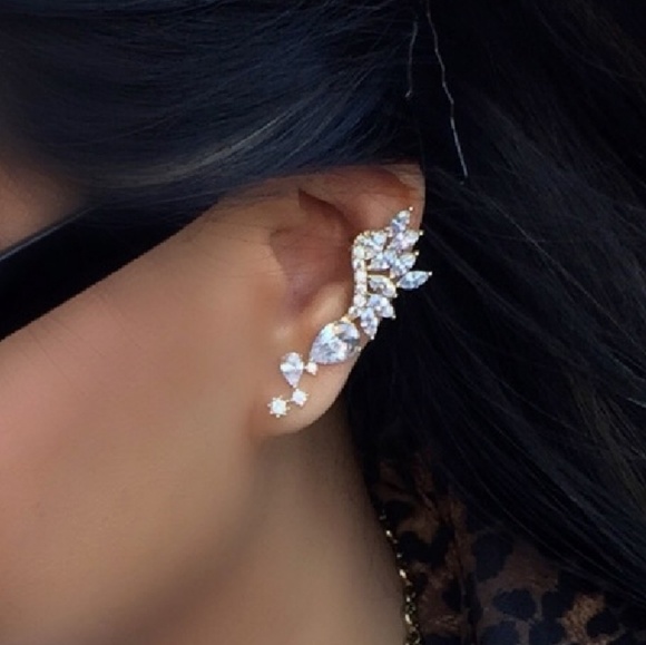 CZ Stud and Flutter Ear Crawler - Picture 2 of 2