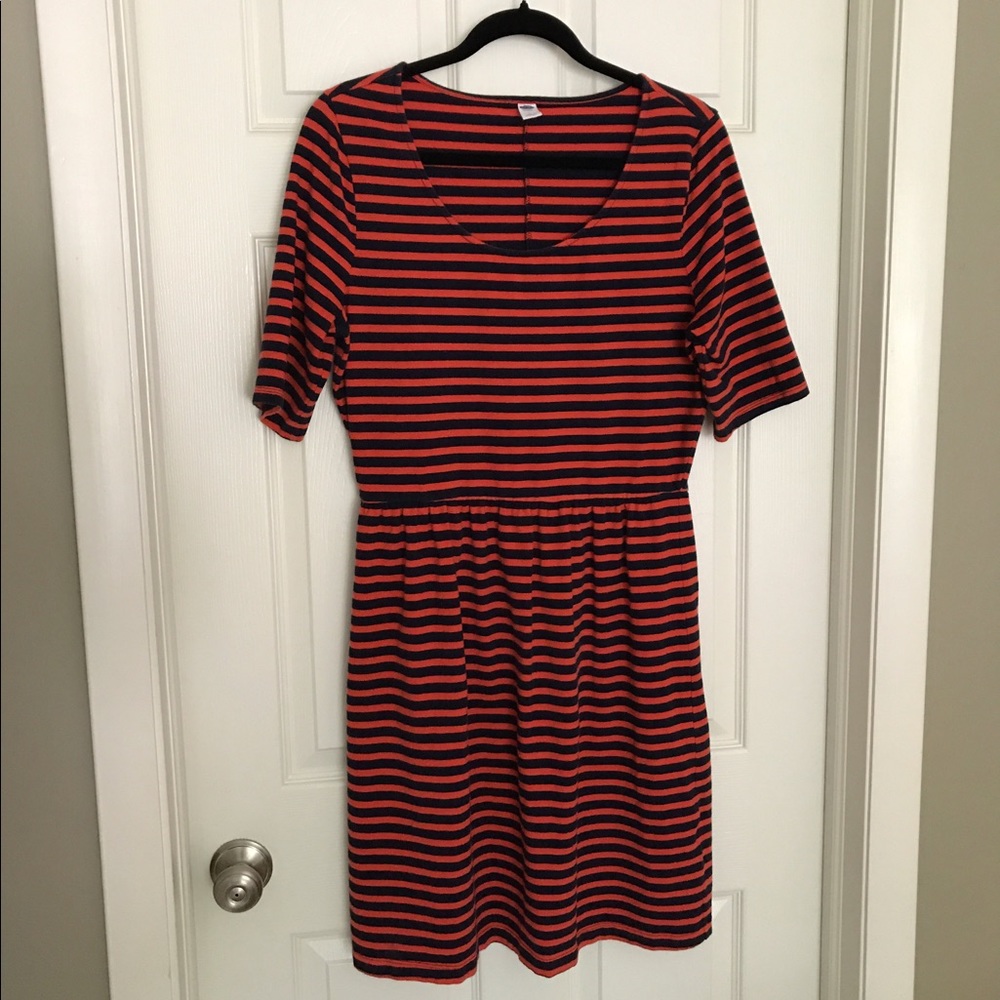 Elbow-Length Sleeve Striped Dress from Old Navy, L