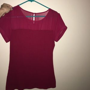 Red top, sheer at the top
