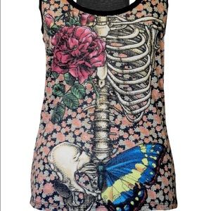 New breed floral ribcage butterfly rose tank