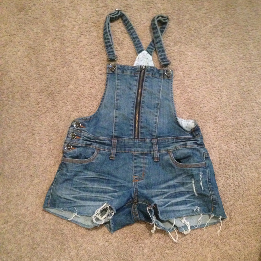 Denim overall shorts