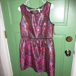 Xhilaration gold & pink floral dress