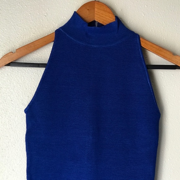 Olivaceous Sleeveless Chocker Neck Ribbed Dress - Picture 5 of 8