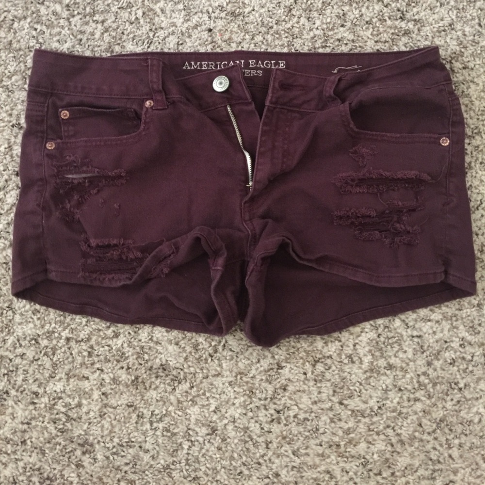 American Eagle Burgundy Stretch Shorts