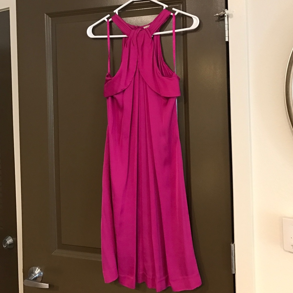 Bright pink silk Banana Republic cocktail dress