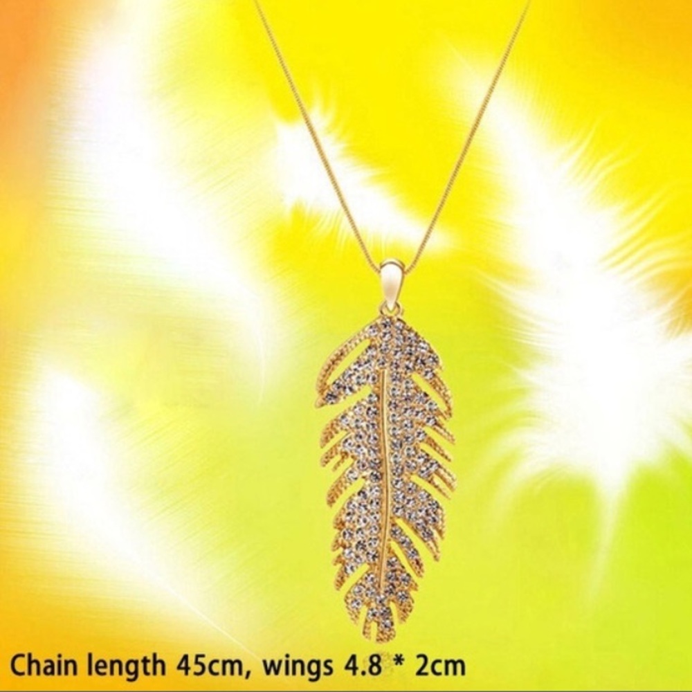 Feather Elegant Pendant Chain Neclace - Picture 2 of 2