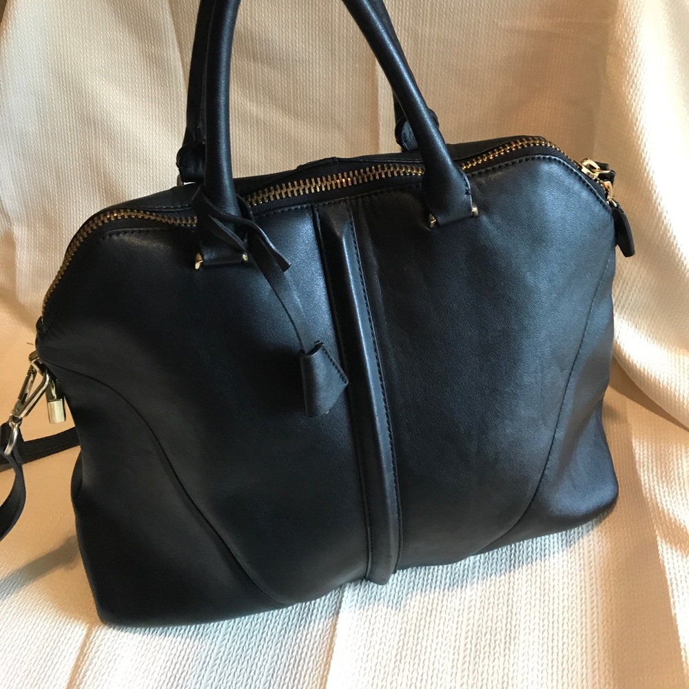 Zara black bowling bag with long strap