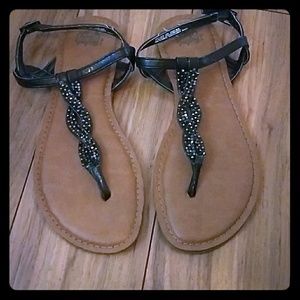 Size 8 Black Jeweled Sandals
