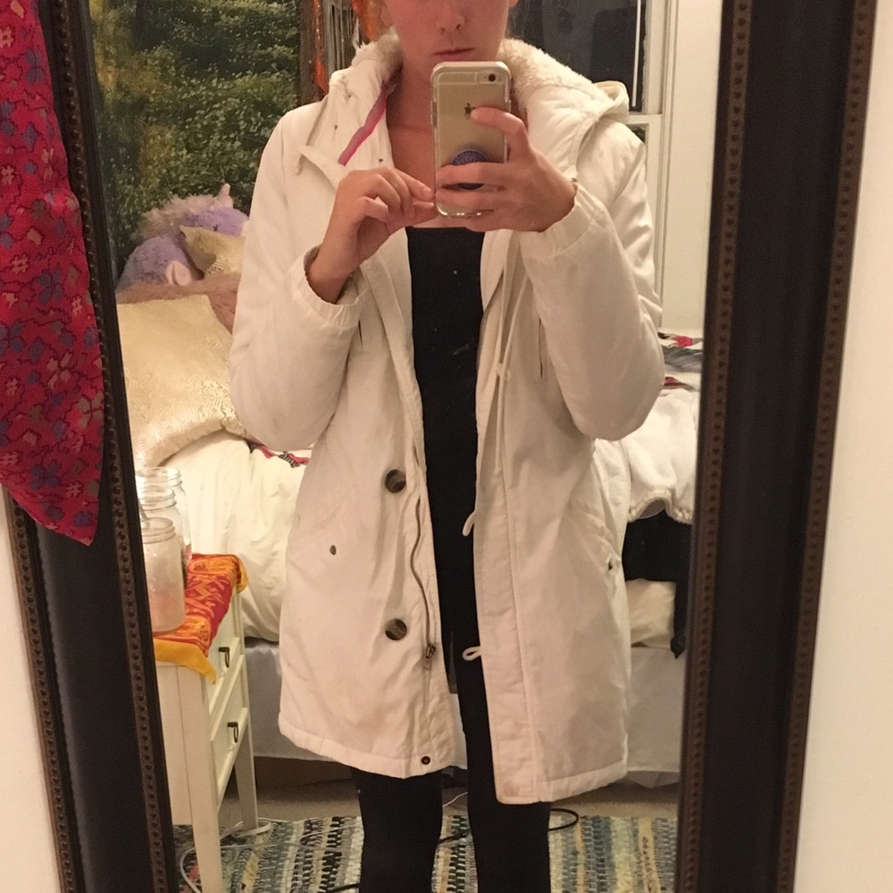 American Eagle Long White Winter Coat