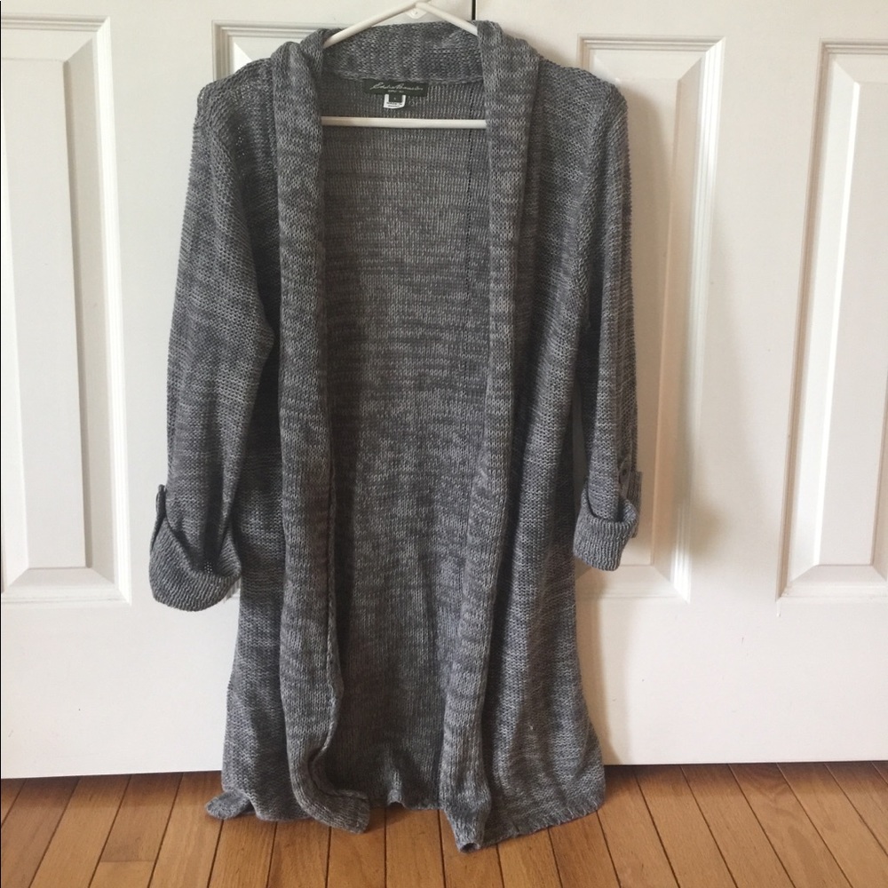 Eddie Bauer 3/4 length long loose knit Cardigan.