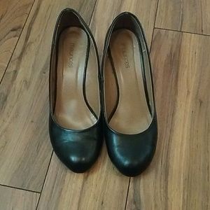 7.5 black wedge dress shoes