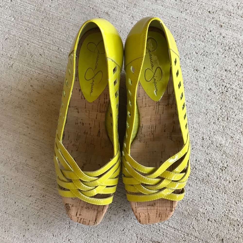 Jessica Simpson Neon Lime Wedges, Size 6 worn once