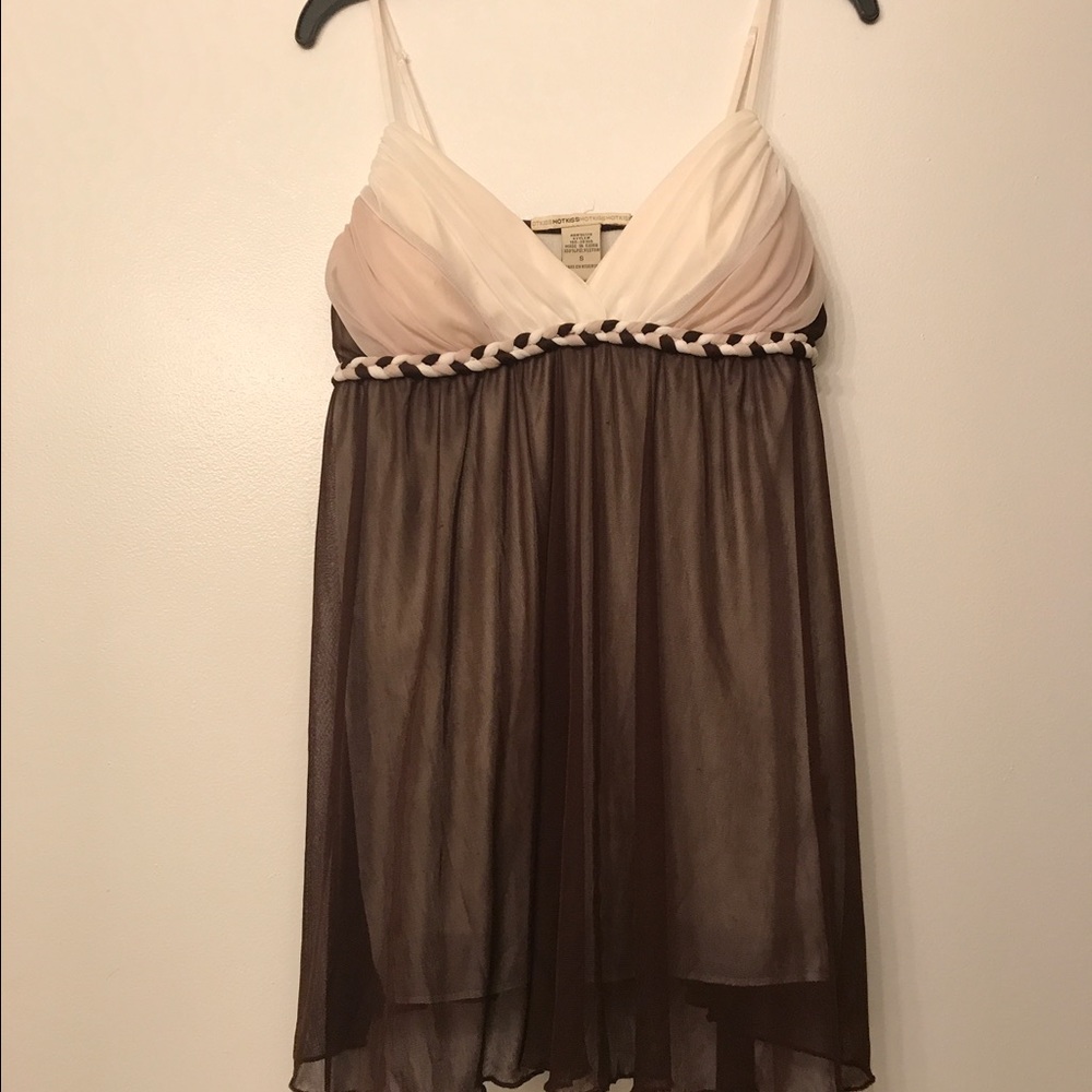 Dressy brown and cream top