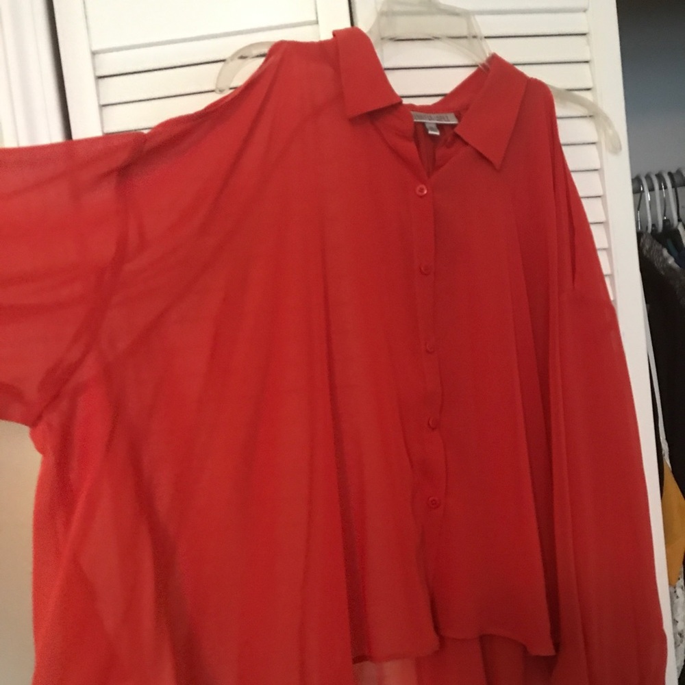 Sheer high low jlo blouse
