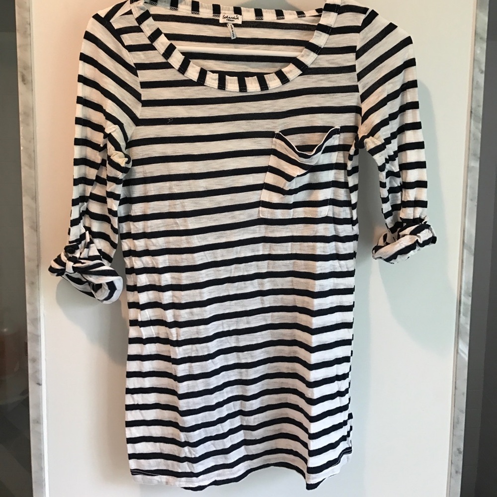 Splendid Pocket Short Sleeve T With Button Detail
