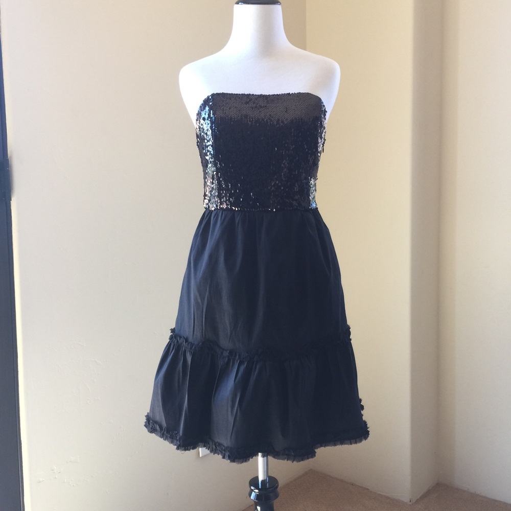 Free People Strapless Sequin Silk Party Dress