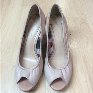 BCBG nude pink wedge