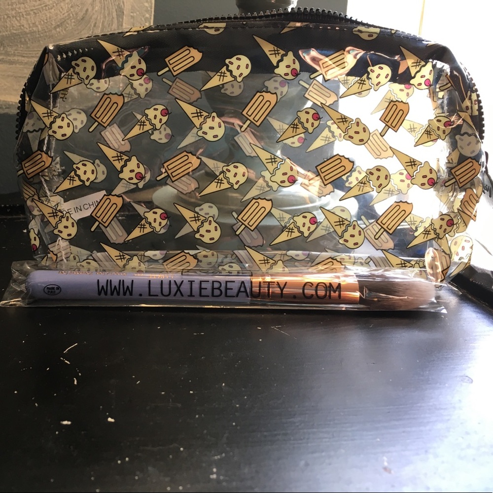 Luxie foundation brush and IPSY ice cream bag