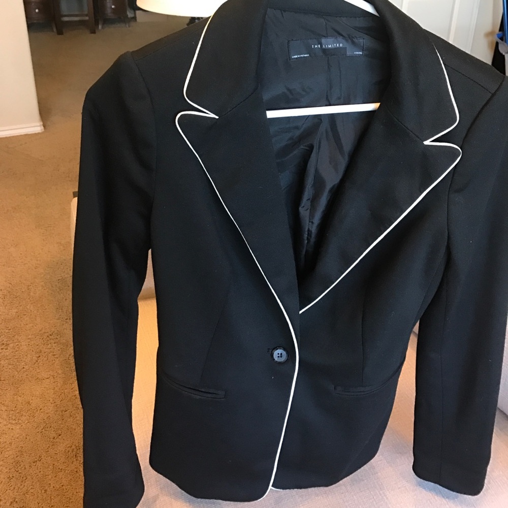 Black with white trim blazer from The Limited.