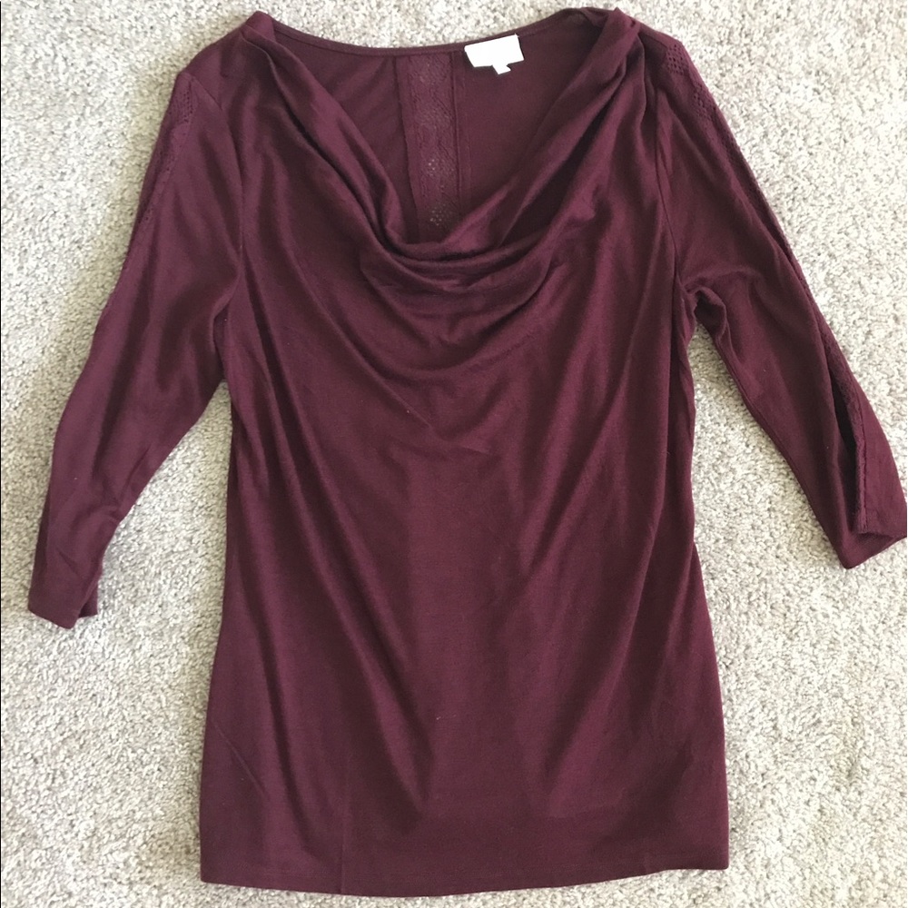 Anthropologie maroon 3/4 length top!