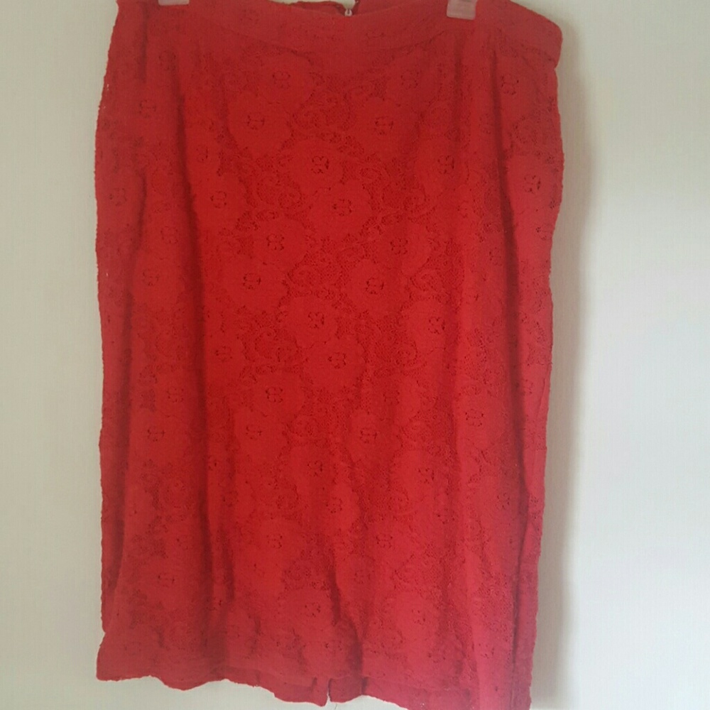 Anthropologie Maeve red lace skirt