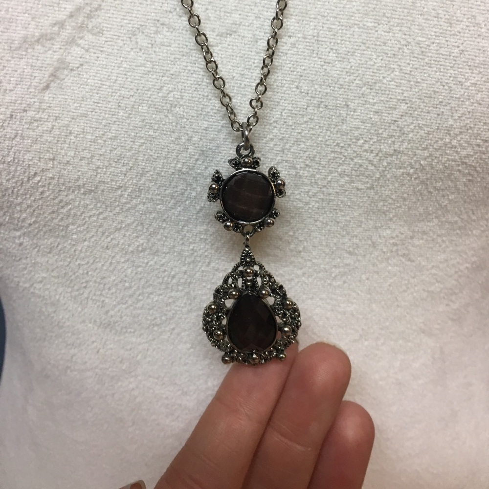 Long silver necklace