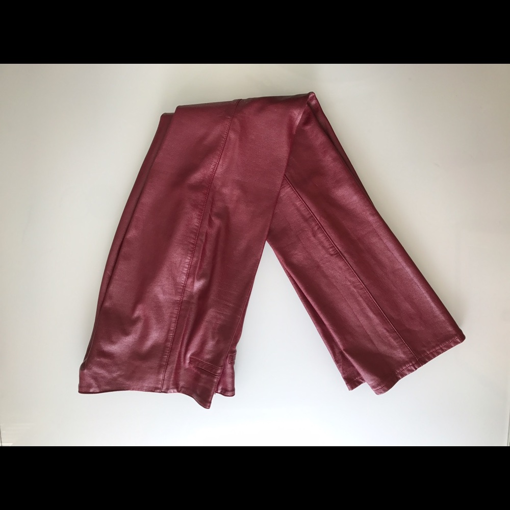 Burgundy pleather pants