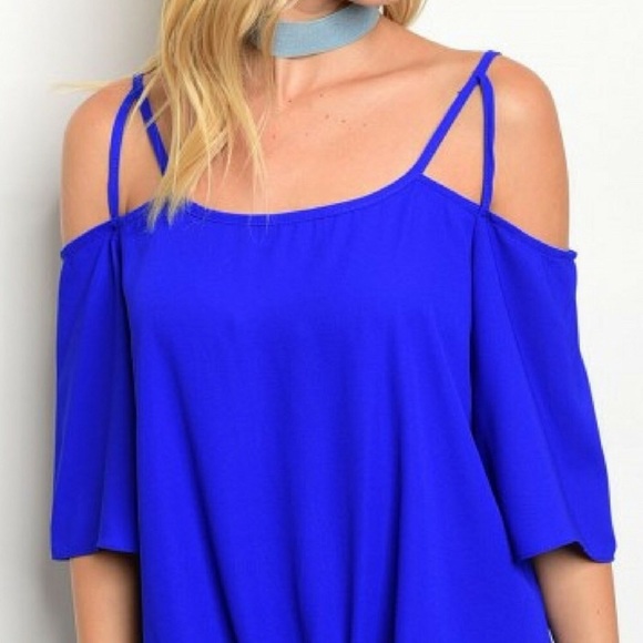 • off the shoulder ruffle top • royal blue • - Picture 3 of 3