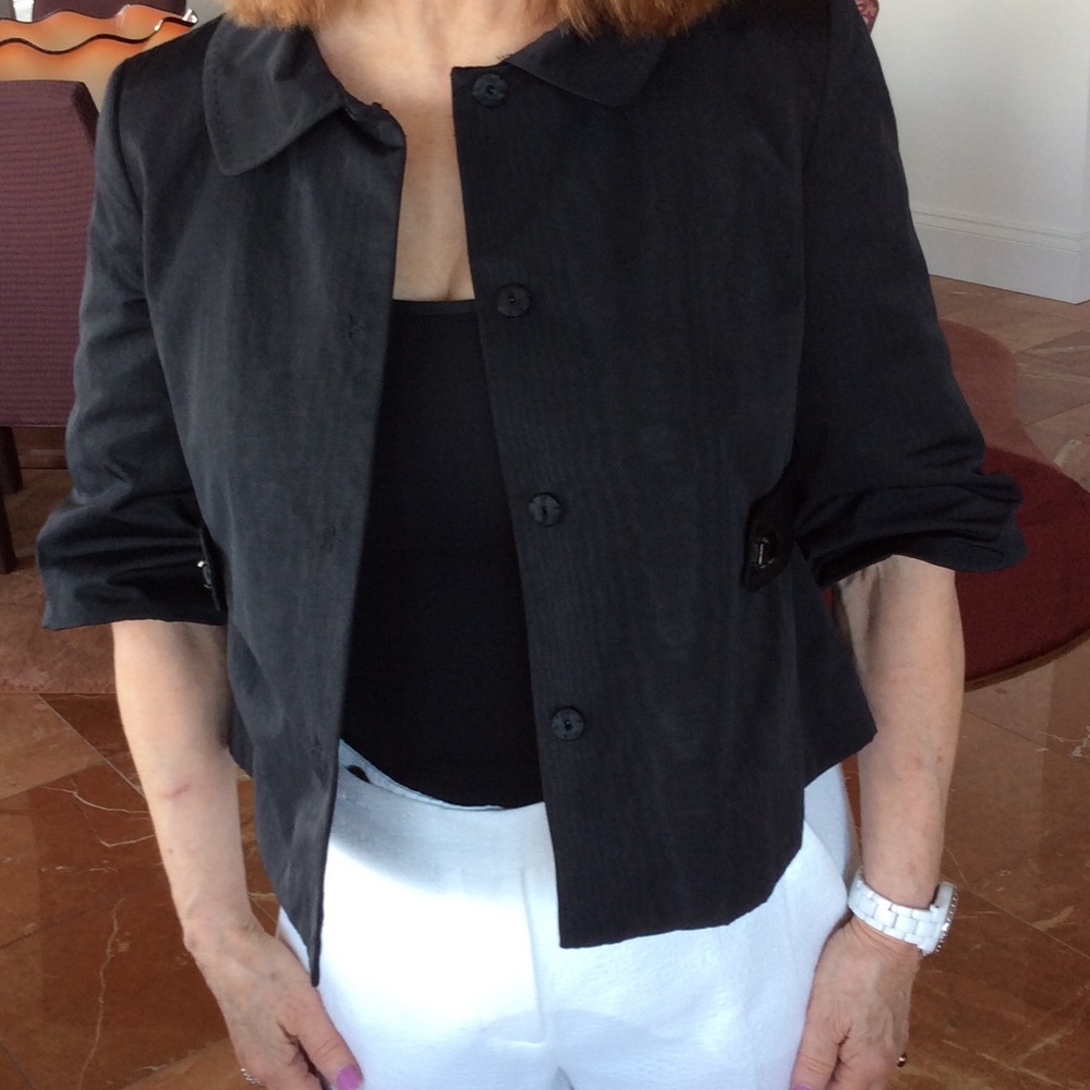 Elie Tahari Black Mori Pattern Short Jacket