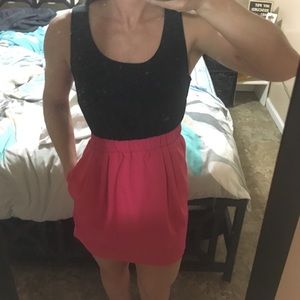 Black/pink color block mini dress