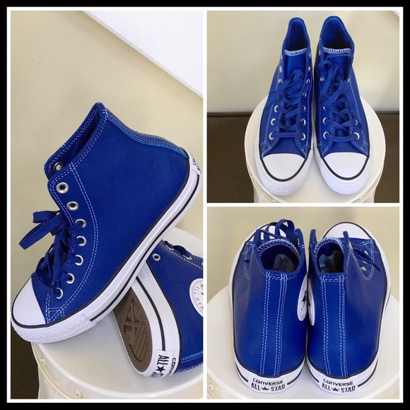 CONVERSE LEATHER HIGH TOPS CHUCK TAYLOR SNEAKERS - Picture 5 of 8