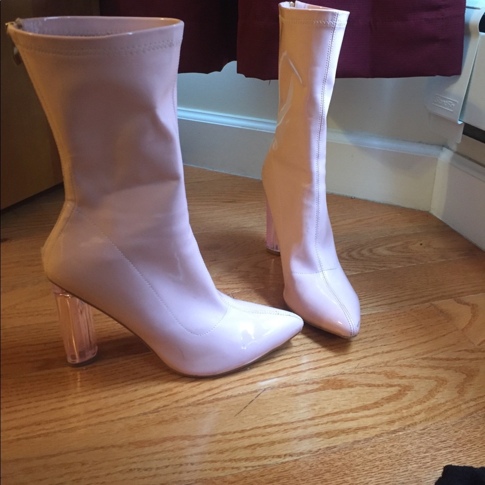 BABY PINK MID CALF BOOTS