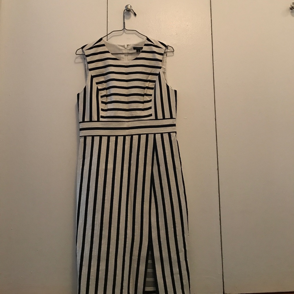 Ann Taylor black/white striped sheath dress (4)