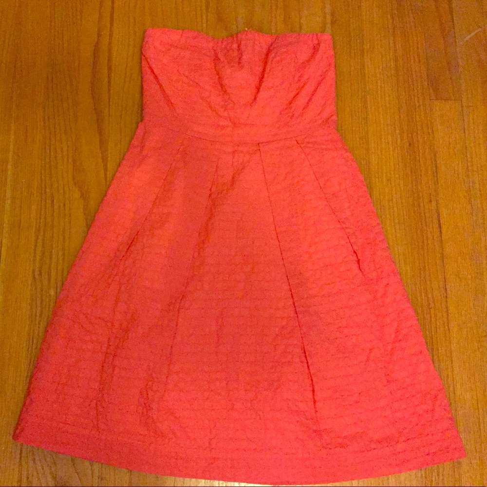 Coral J.Crew Strapless Dress