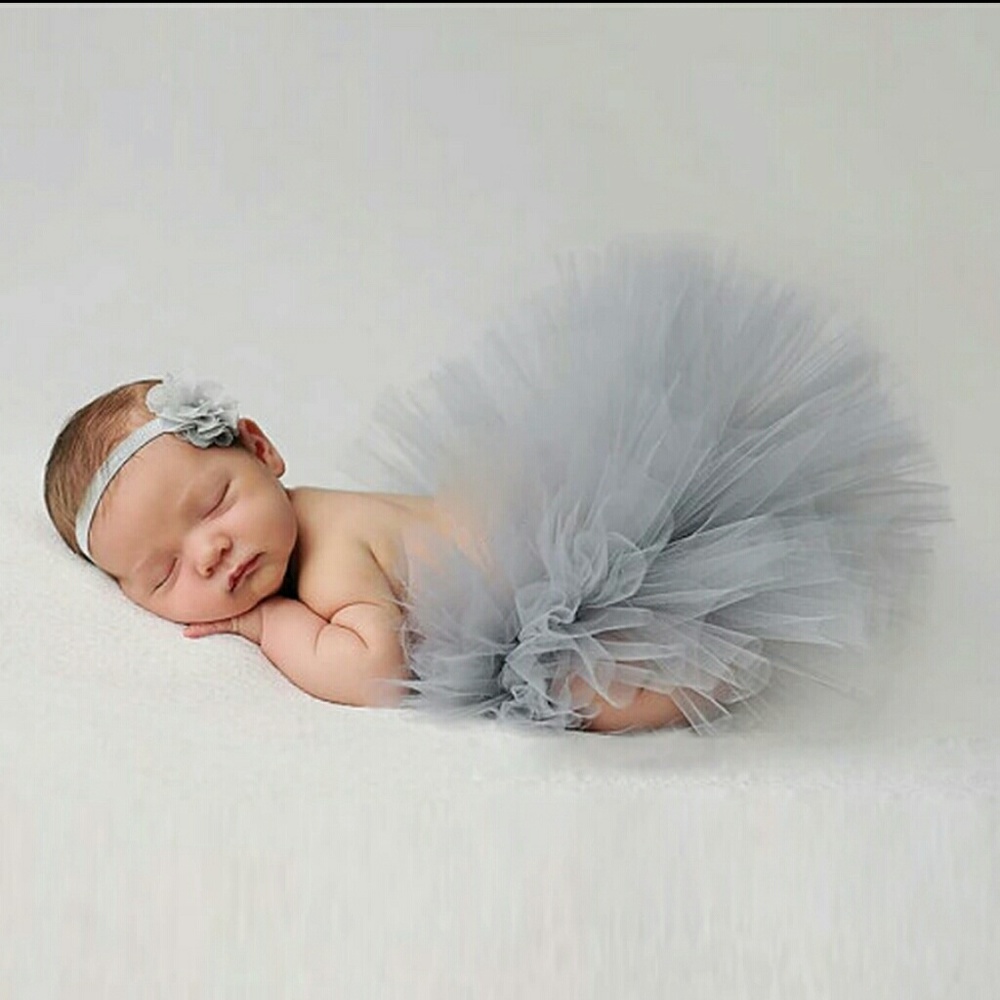 🆕Grey Baby Tutu Set - Newborn Photography Prop