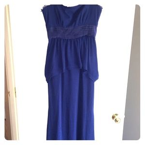 BCBG Navy Long Strapless Dress