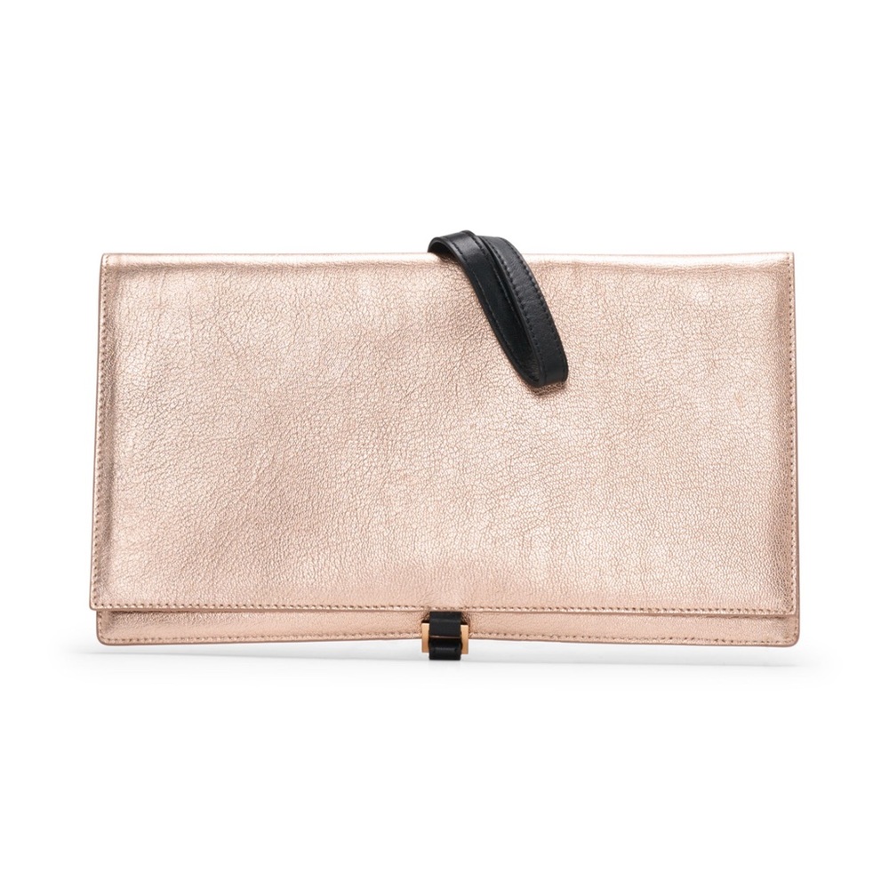 Club Monaco rose gold leather clutch