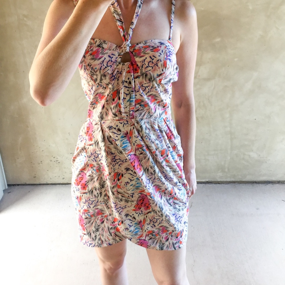 Anthropologie Ladakh Floral Halter Faux Wrap Dress