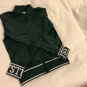 Dark green stussy track jacket