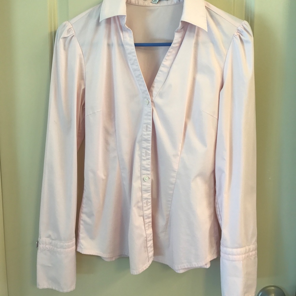 Pink long sleeve button down blouse