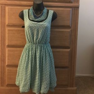Teal green pooka dot dress